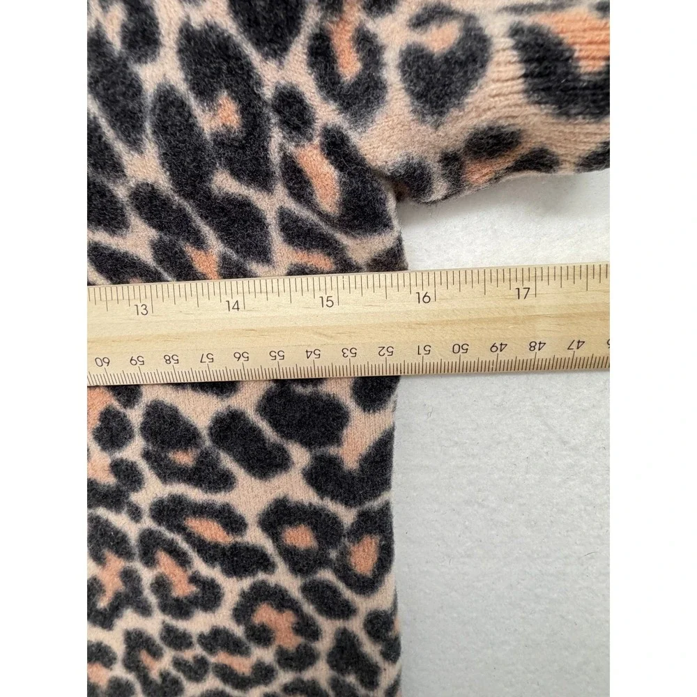 Kate Spade New York Leopard Print 100% Wool Short Sleeve Bow Sweater S
